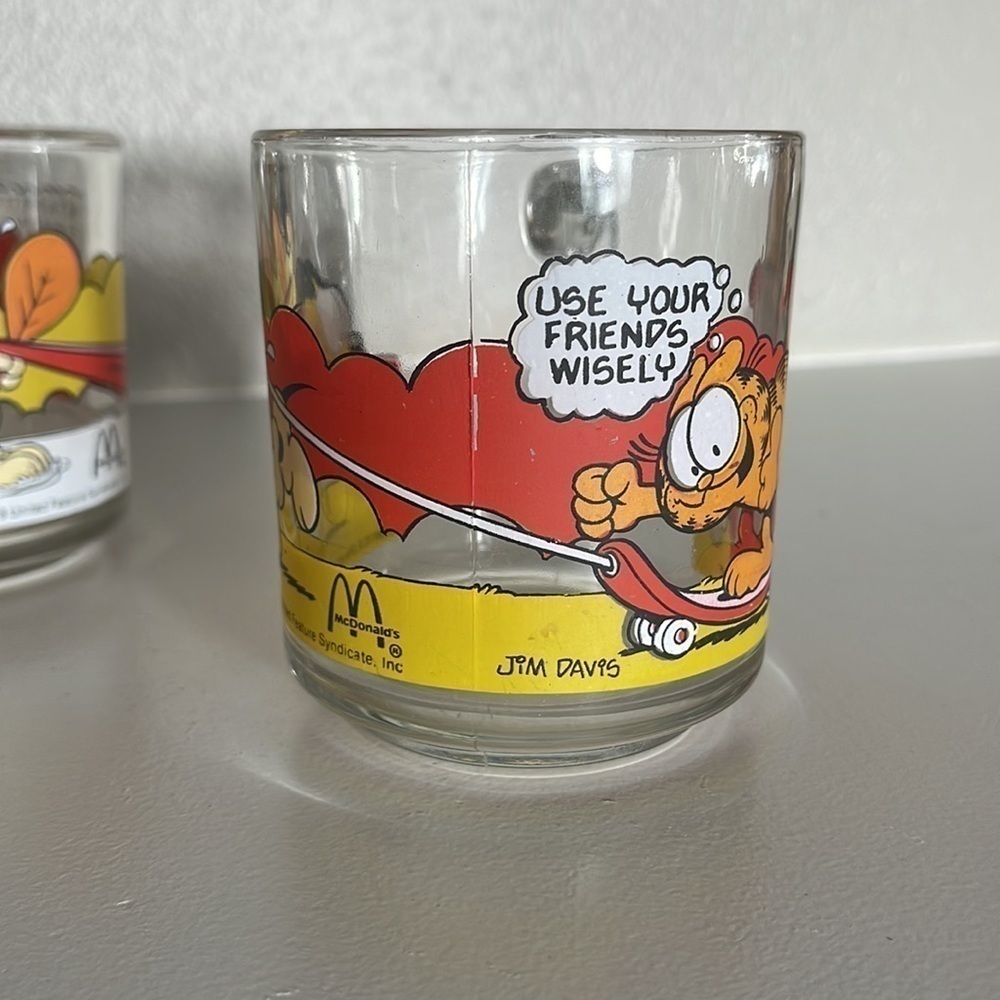VTG McDonald's Garfield & Odie Glass Cup Mug 1978 X2 - Picture 5 of 8